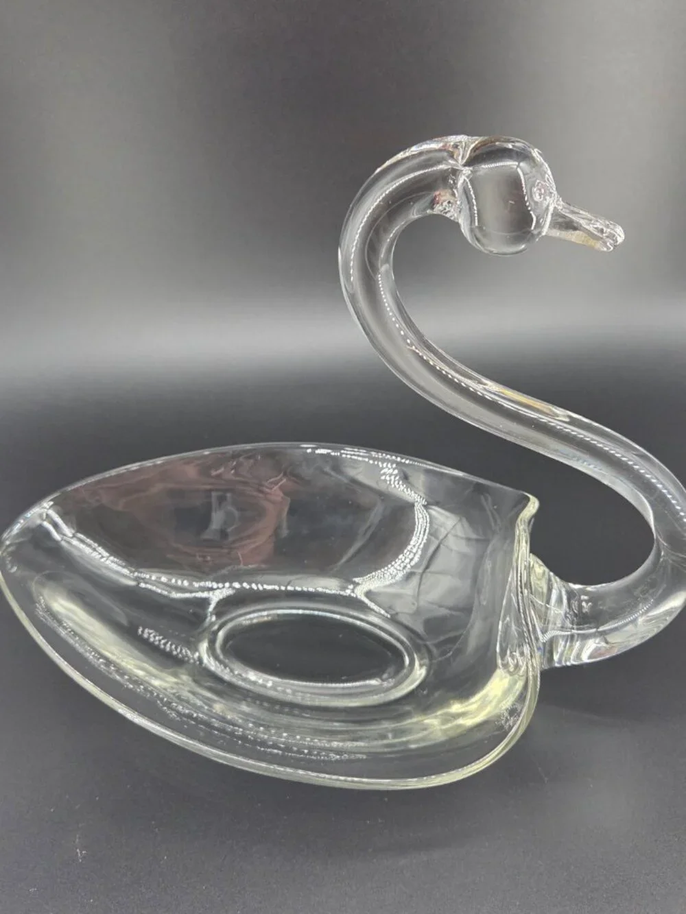 Vintage Duncan Miller Glass Swan Bowl 12